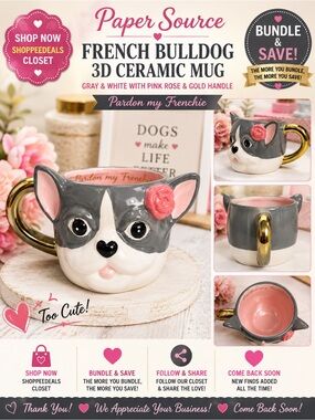 Paper Source French Bulldog / Boston Terrier 3D Ceramic Mug